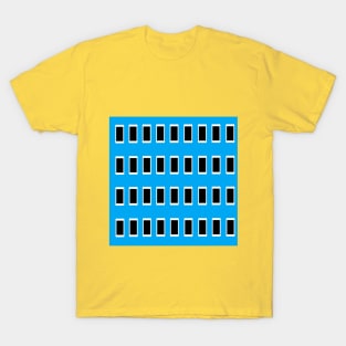 Blue Black and White Tile Yellow Accent Pop Art T-Shirt